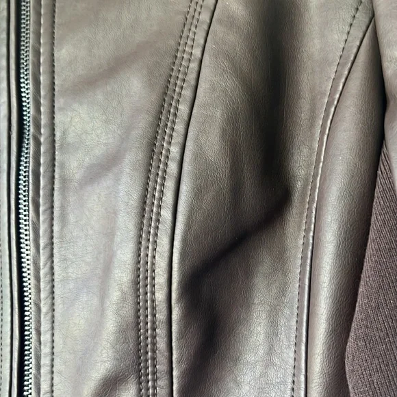 NWOT Mo-Ka by Santa Fe Brown Faux Leather Jacket Full Zip - Women’s M - Picture 10 of 17